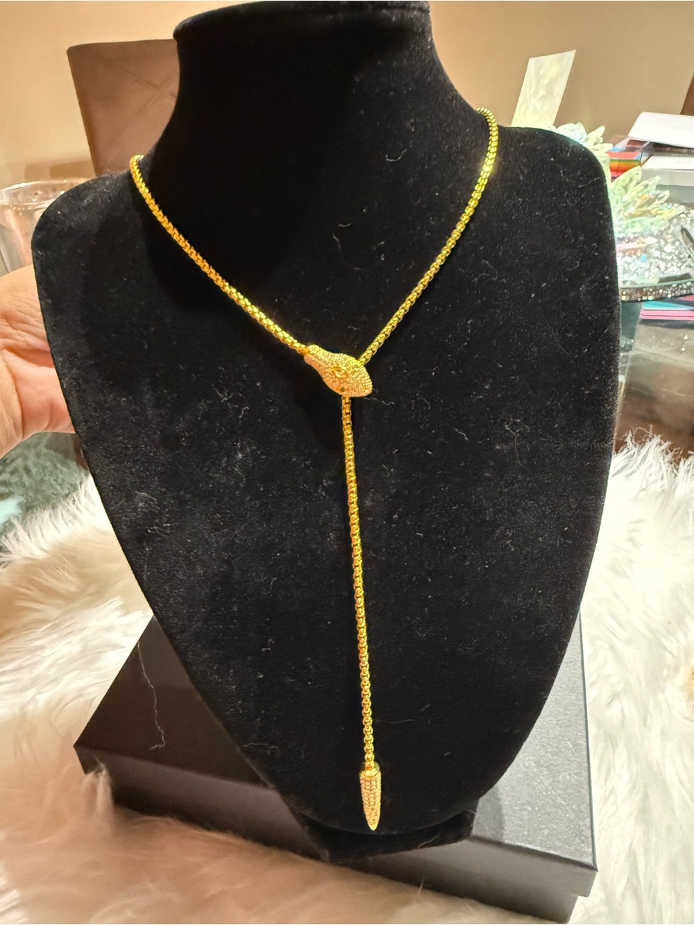 Rachel Zoe Gold Snake Lariat Necklace